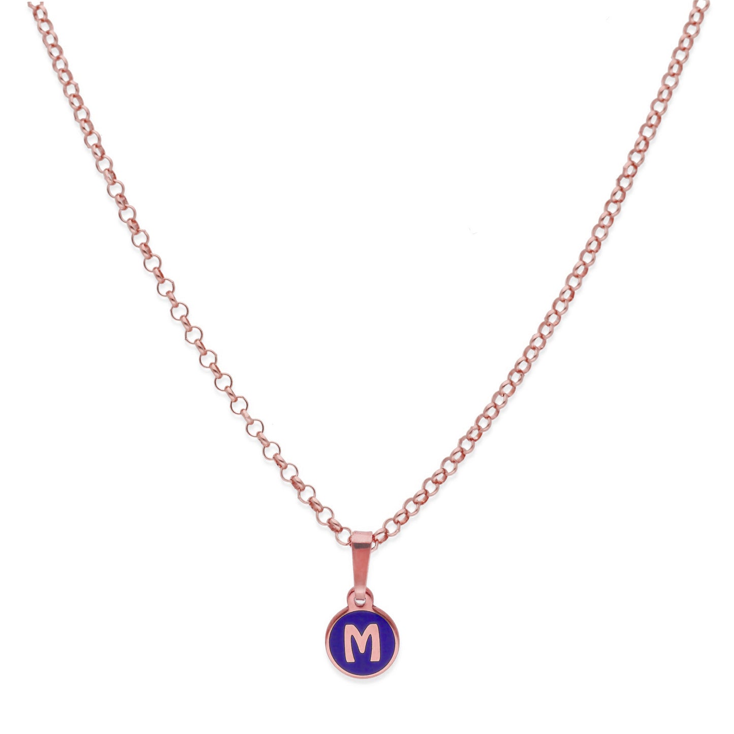 Colgante Aisha Inicial Esmaltado en Plata de Ley y baño Oro rosa 18k