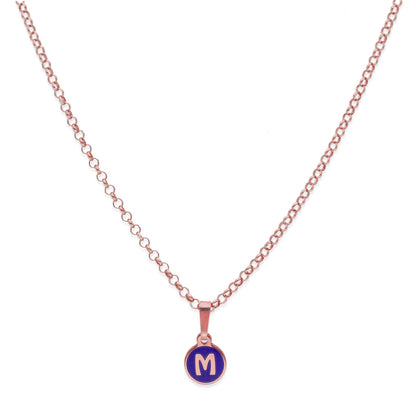 Colgante Aisha Inicial Esmaltado en Plata de Ley y baño Oro rosa 18k