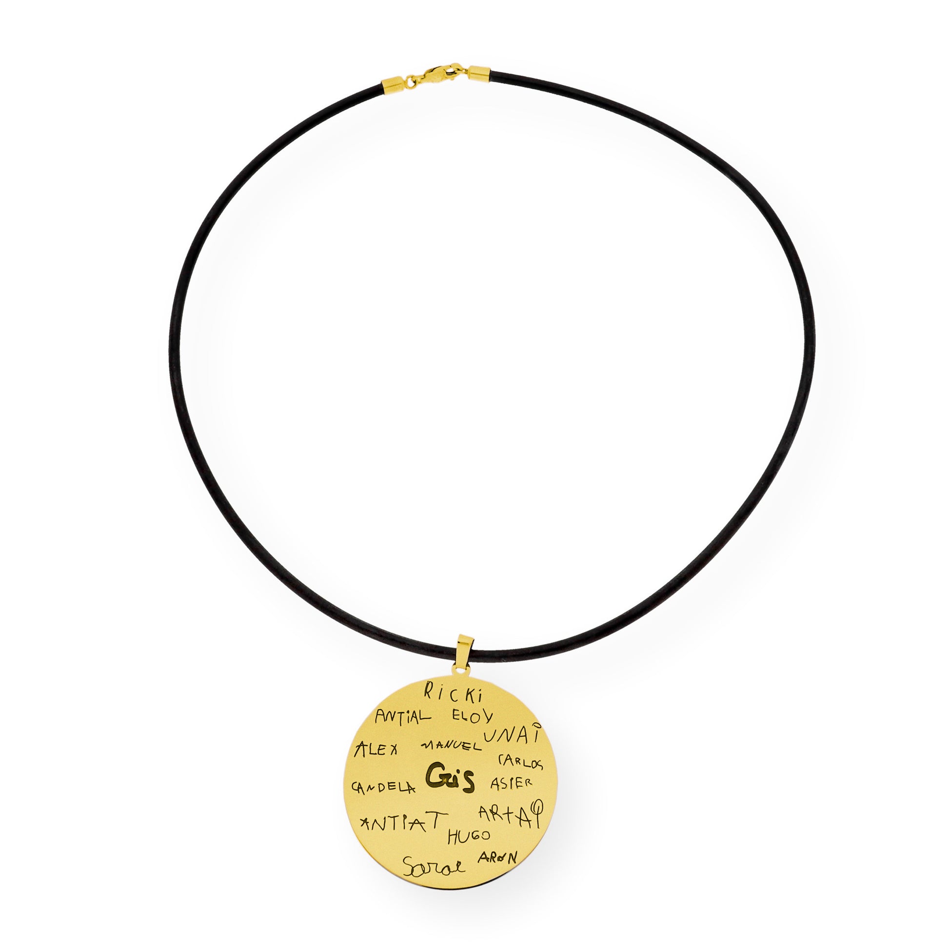 Colgante Redondo con Nombres en Plata 925 y baño Oro 18k
