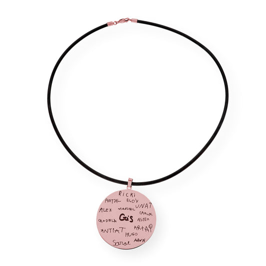 Colgante Redondo con Nombres en Plata 925 y baño Oro rosa 18k