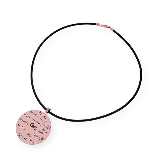 Colgante Redondo con Nombres en Plata 925 y baño Oro rosa 18k