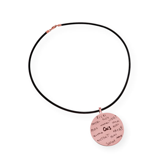 Colgante Redondo con Nombres en Plata 925 y baño Oro rosa 18k