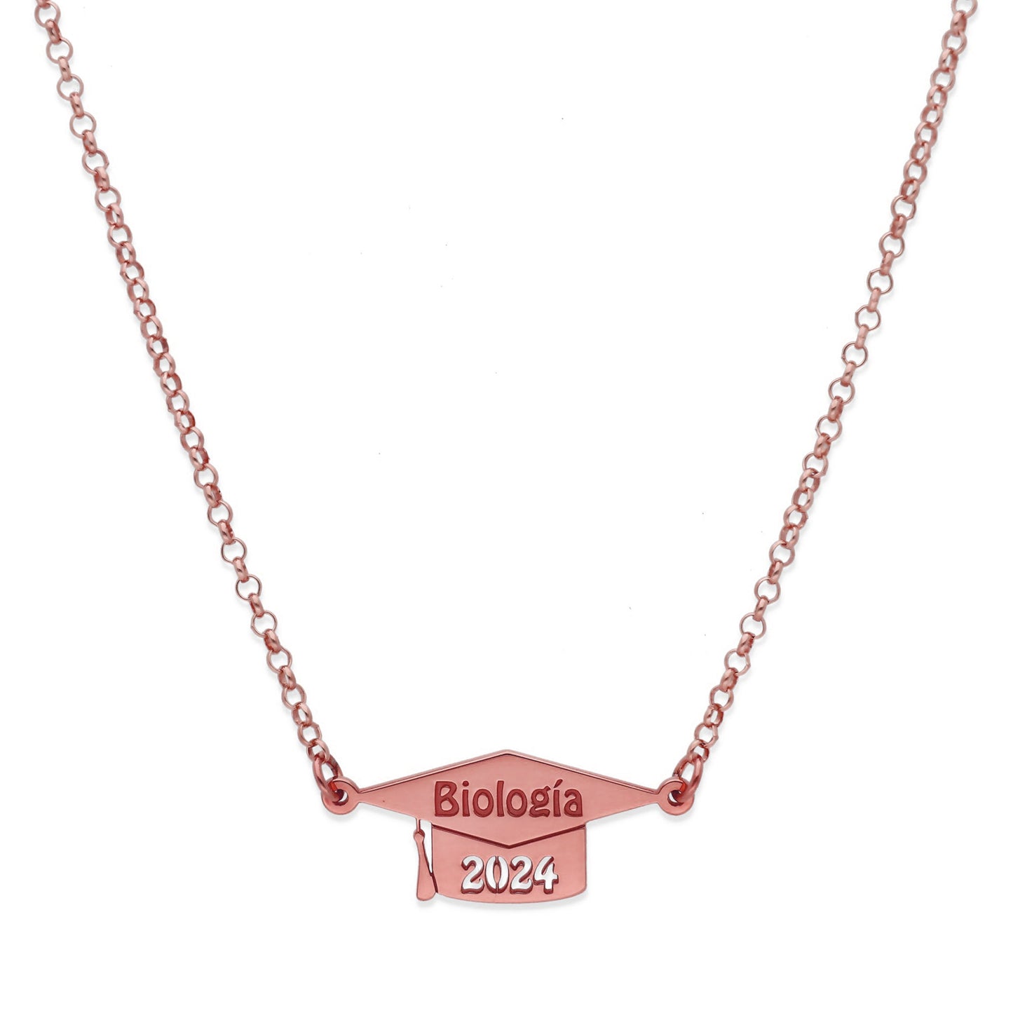 Colgante Birrete en Plata de Ley 925 y baño Oro rosa 18k