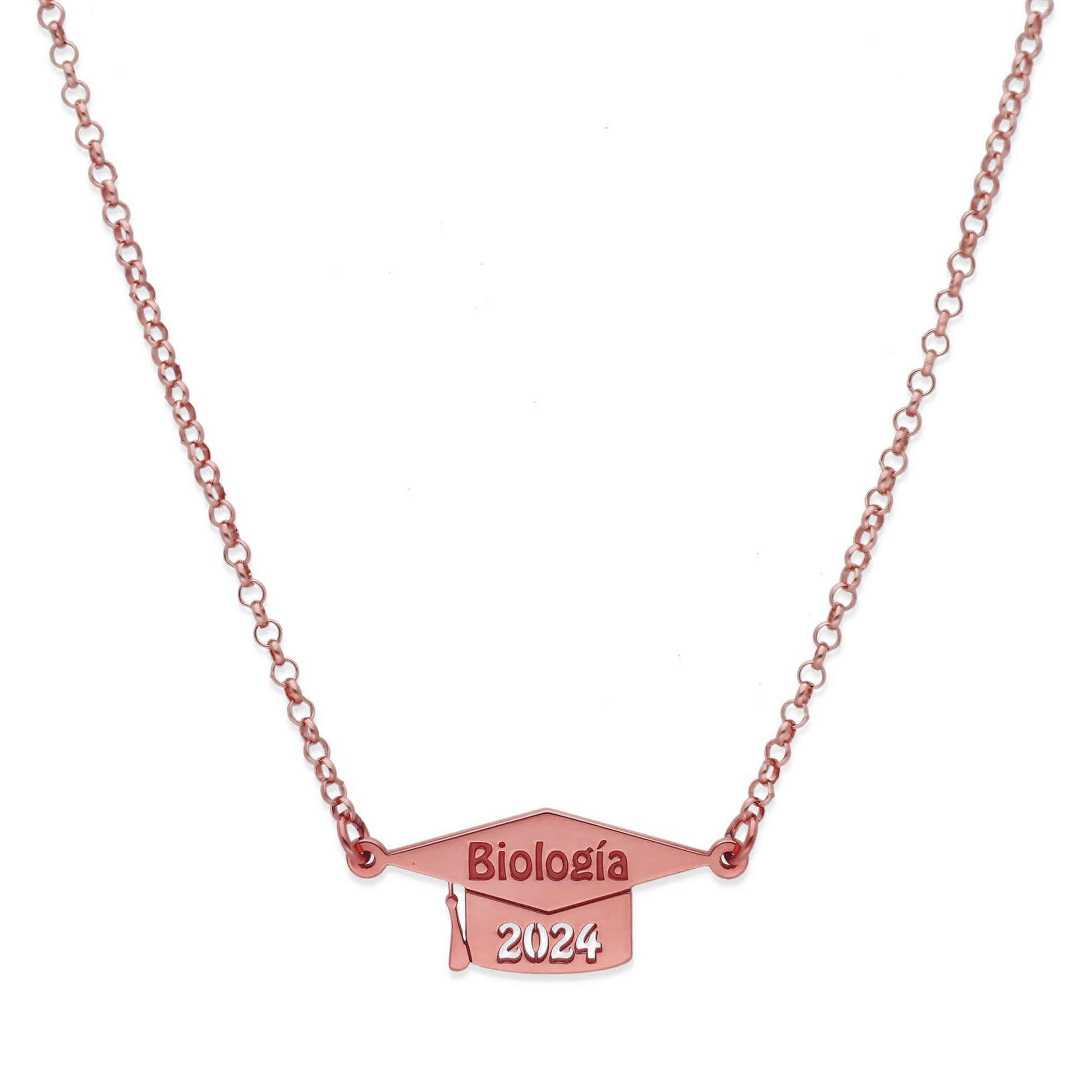 Colgante Birrete en Plata de Ley 925 y baño Oro rosa 18k