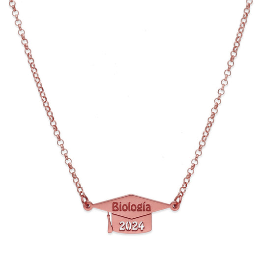 Colgante Birrete en Plata de Ley 925 y baño Oro rosa 18k