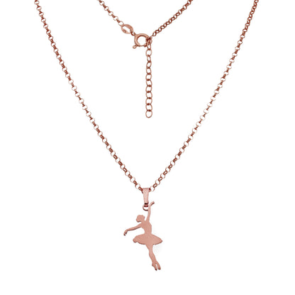 Colgante Bailarina en Plata de Ley 925 y baño Oro rosa 18k
