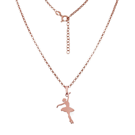 Colgante Bailarina en Plata de Ley 925 y baño Oro rosa 18k