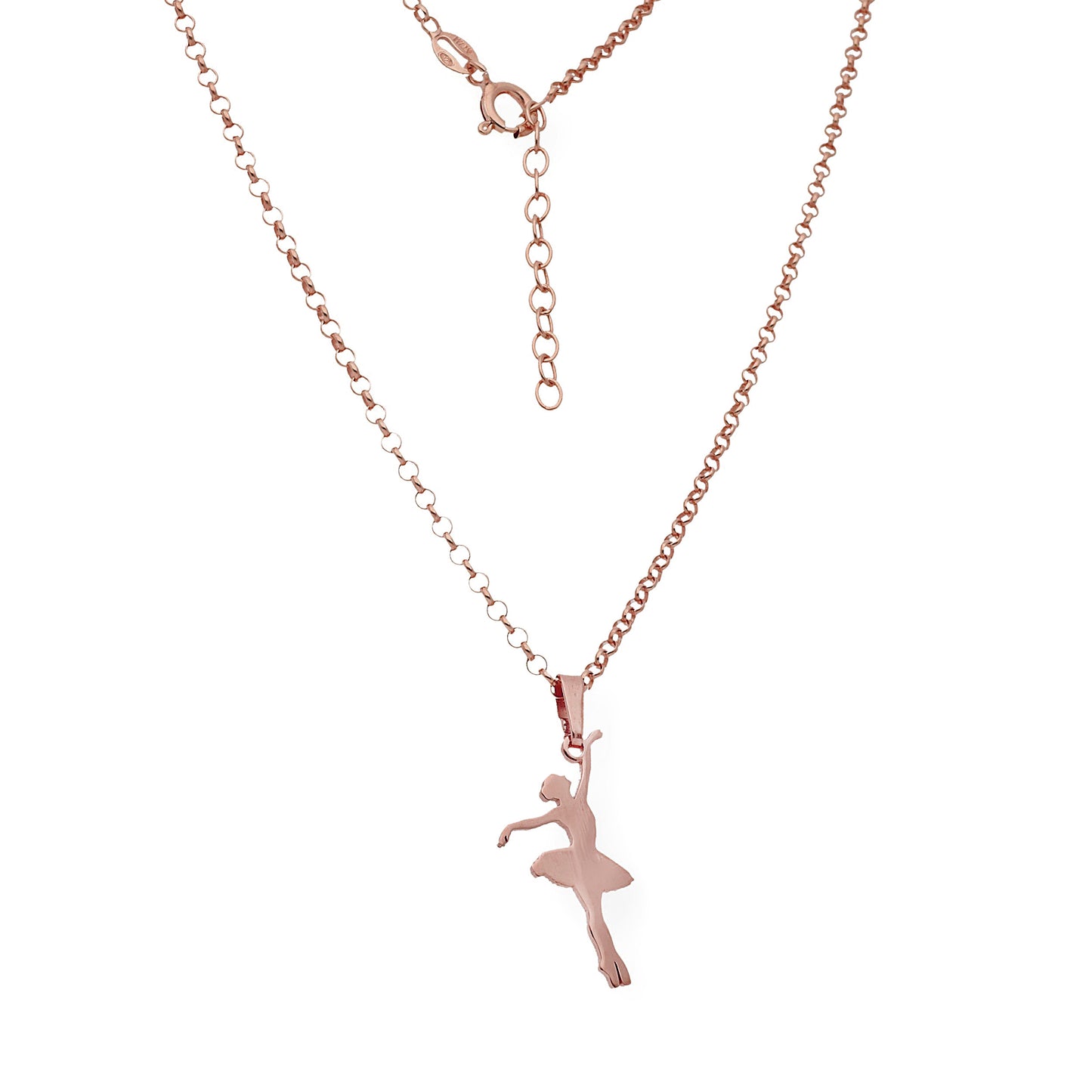 Colgante Bailarina en Plata de Ley 925 y baño Oro rosa 18k