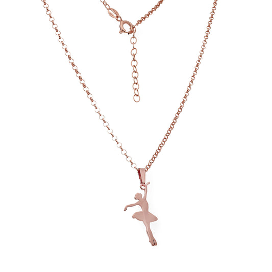 Colgante Bailarina en Plata de Ley 925 y baño Oro rosa 18k
