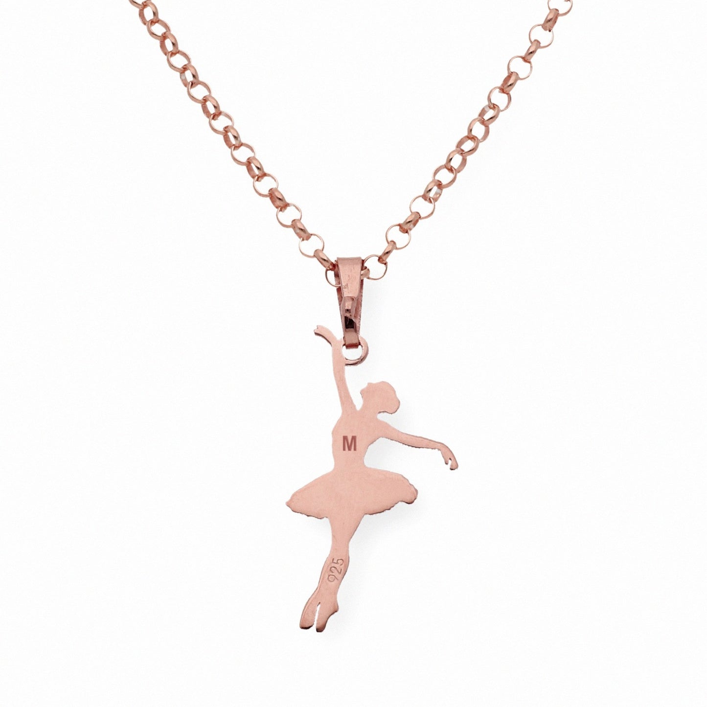 Colgante Bailarina en Plata de Ley 925 y baño Oro rosa 18k