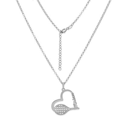 Colgante Tenis Corazón en Plata de Ley 925 y baño Oro 18k