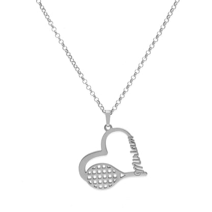 Colgante Tenis Corazón en Plata de Ley 925 y baño Oro 18k