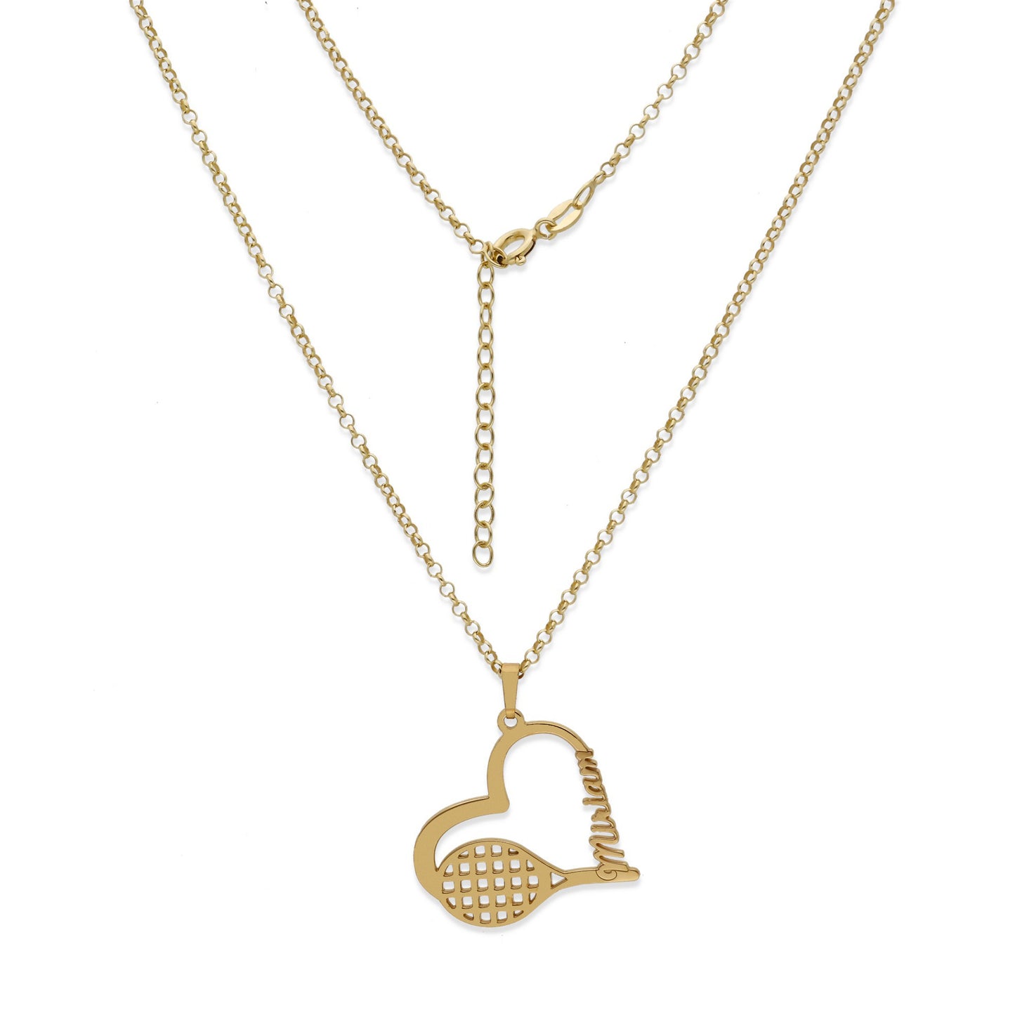 Colgante Tenis Corazón en Plata de Ley 925 y baño Oro 18k