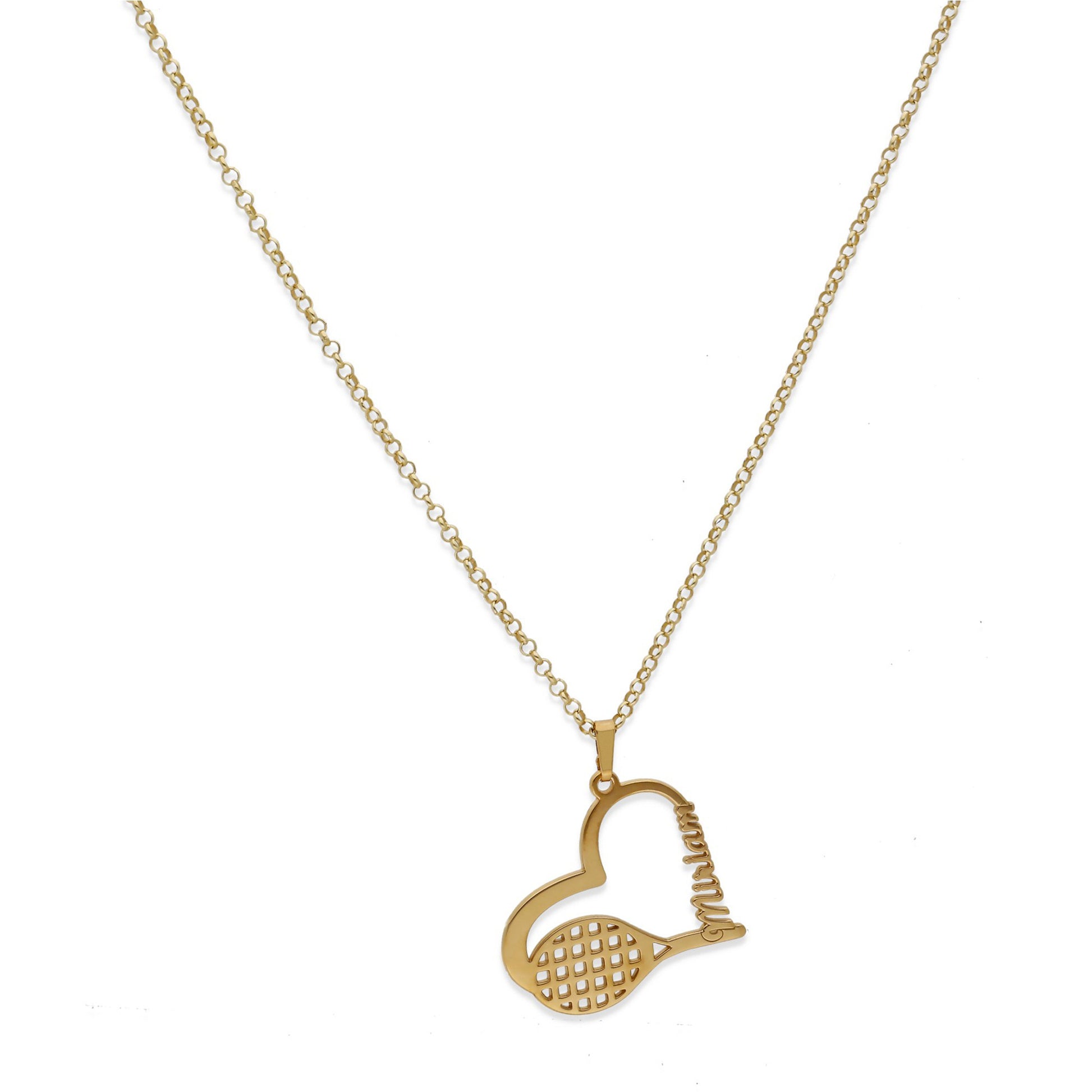 Colgante Tenis Corazón en Plata de Ley 925 y baño Oro 18k