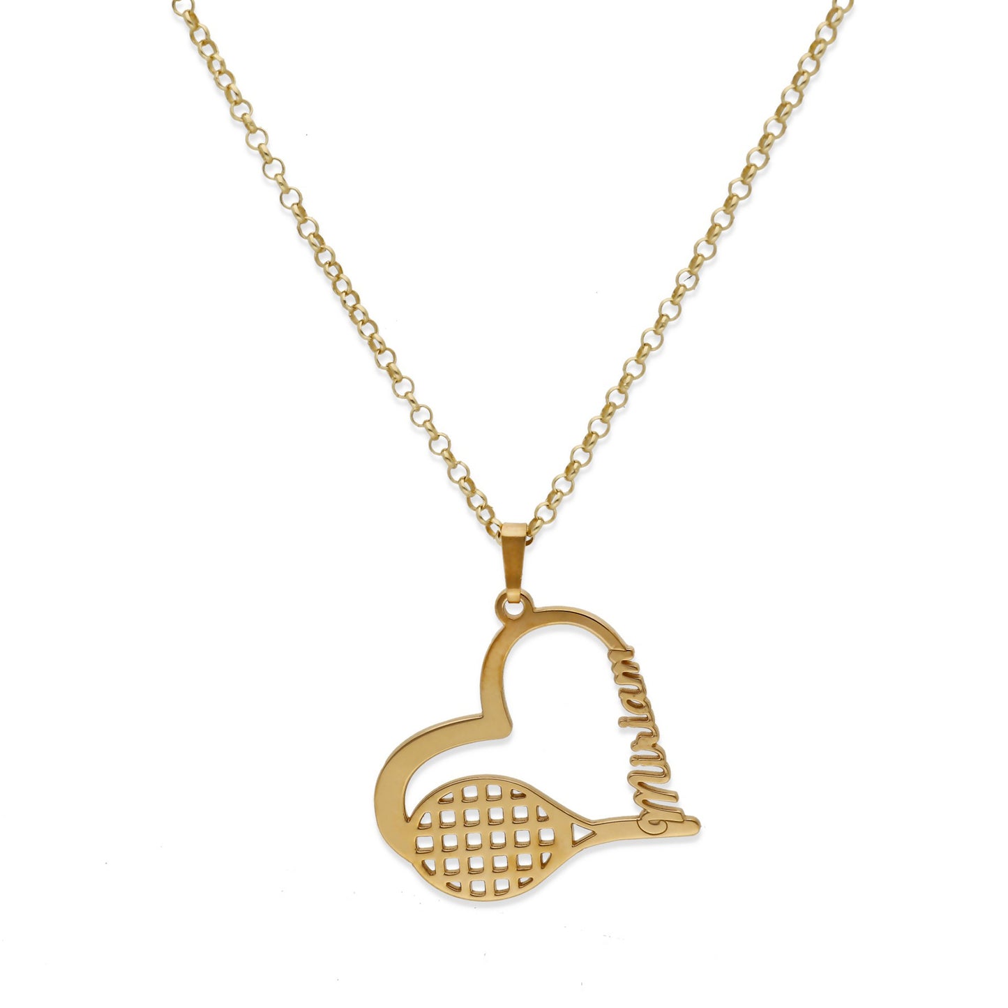 Colgante Tenis Corazón en Plata de Ley 925 y baño Oro 18k