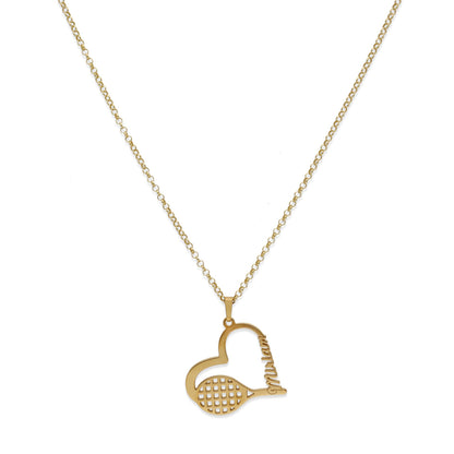 Colgante Tenis Corazón en Plata de Ley 925 y baño Oro 18k
