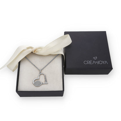 Colgante Tenis Corazón en Plata de Ley 925 y baño Oro rosa 18k