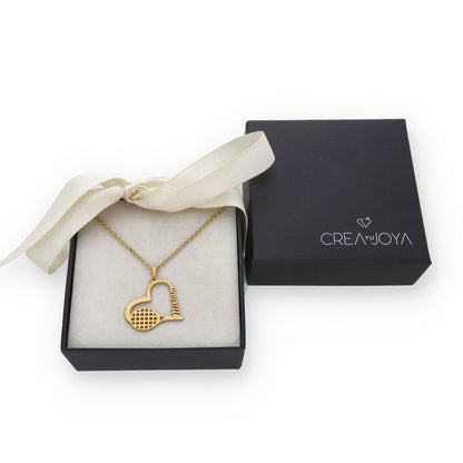 Colgante Tenis Corazón en Plata de Ley 925 y baño Oro rosa 18k