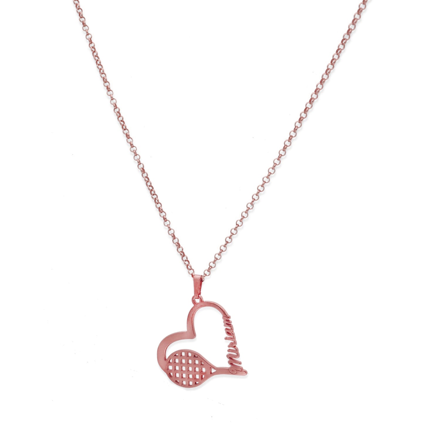 Colgante Tenis Corazón en Plata de Ley 925 y baño Oro rosa 18k