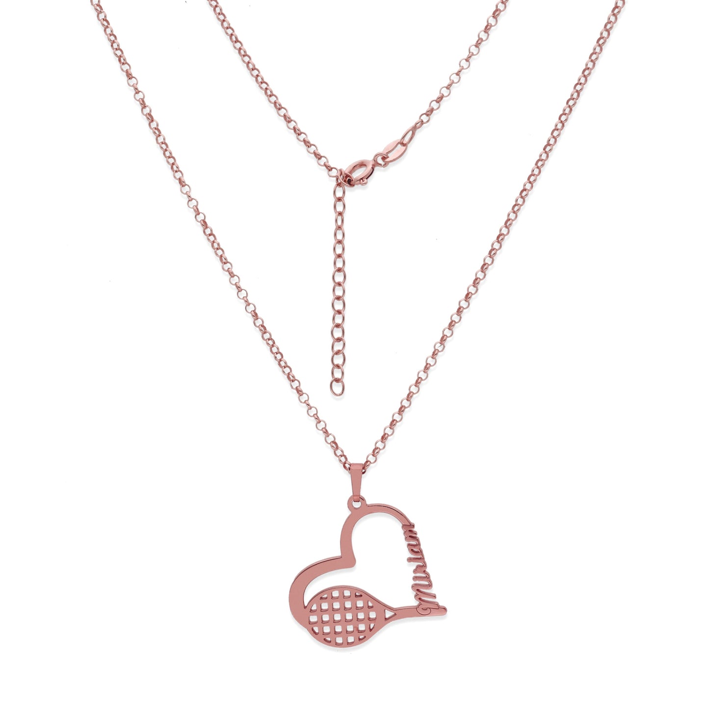 Colgante Tenis Corazón en Plata de Ley 925 y baño Oro rosa 18k