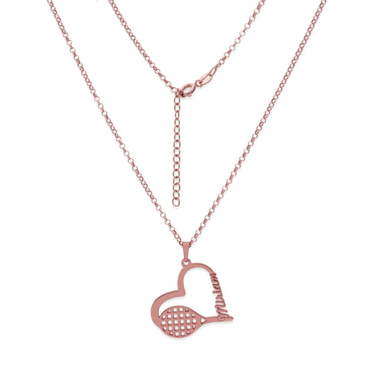 Colgante Tenis Corazón en Plata de Ley 925 y baño Oro rosa 18k