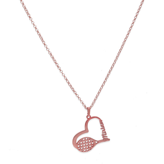 Colgante Tenis Corazón en Plata de Ley 925 y baño Oro rosa 18k