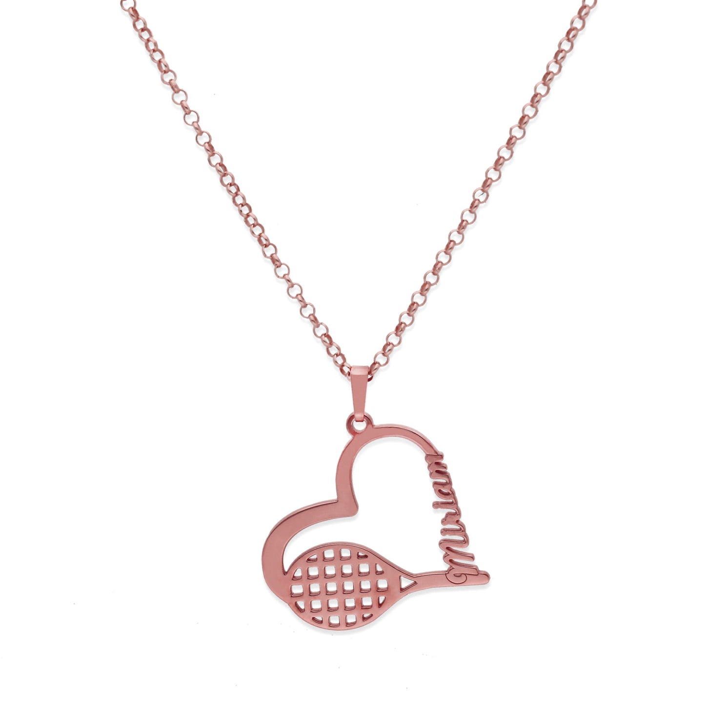 Colgante Tenis Corazón en Plata de Ley 925 y baño Oro rosa 18k