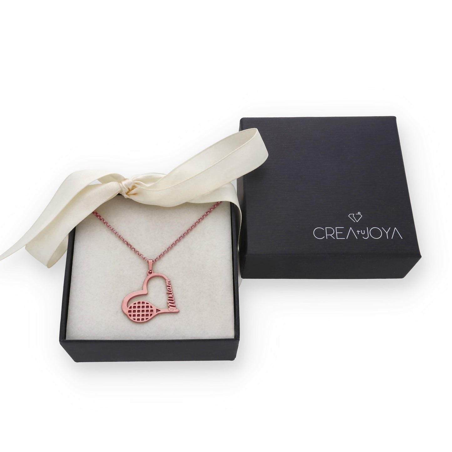 Colgante Tenis Corazón en Plata de Ley 925 y baño Oro rosa 18k