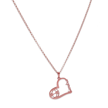 Colgante Fútbol Corazón en Plata de Ley 925 y baño Oro rosa 18k