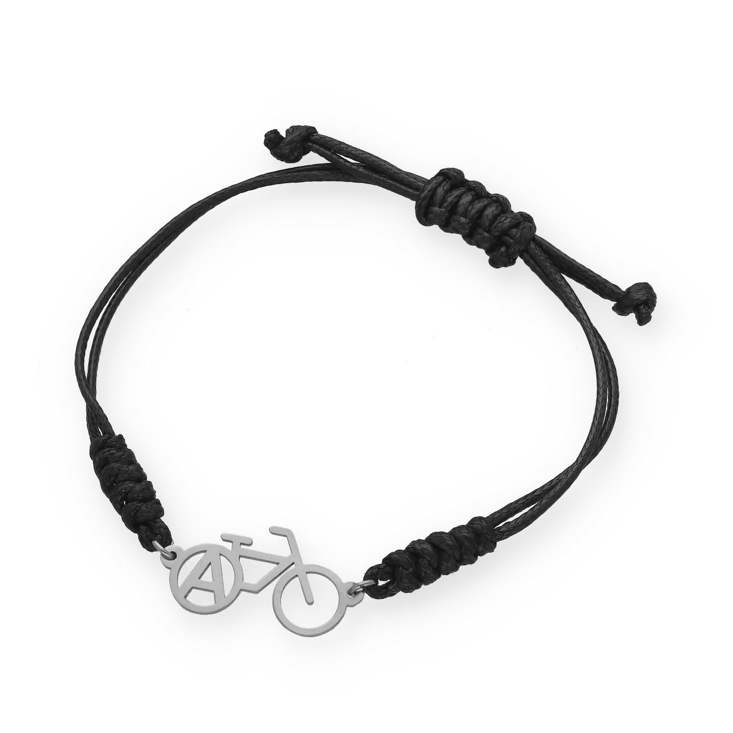 Pulsera Bicicleta con macramé en Plata de Ley 925 y baño Oro 18k