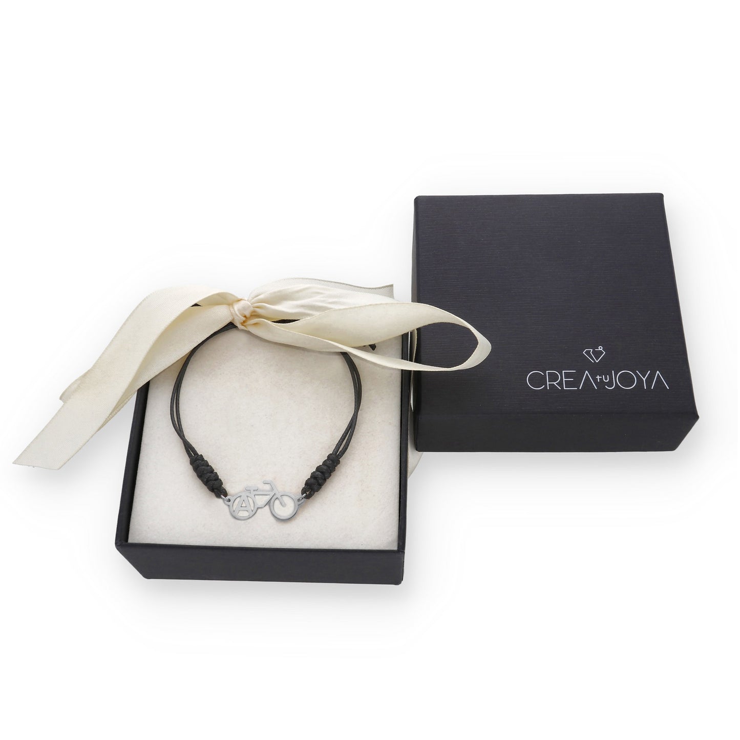 Pulsera Bicicleta con macramé en Plata de Ley 925 y baño Oro 18k