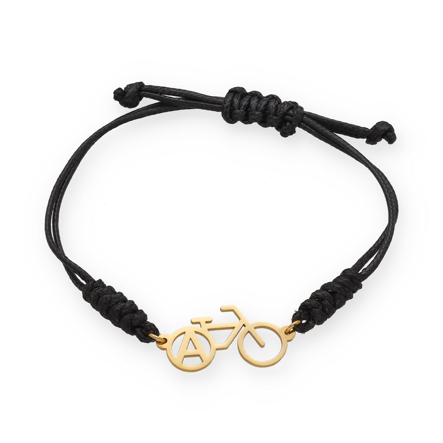 Pulsera Bicicleta con macramé en Plata de Ley 925 y baño Oro 18k