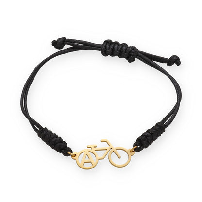Pulsera Bicicleta con macramé en Plata de Ley 925 y baño Oro 18k