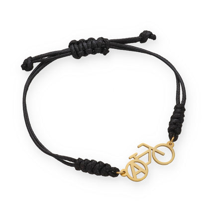 Pulsera Bicicleta con macramé en Plata de Ley 925 y baño Oro 18k