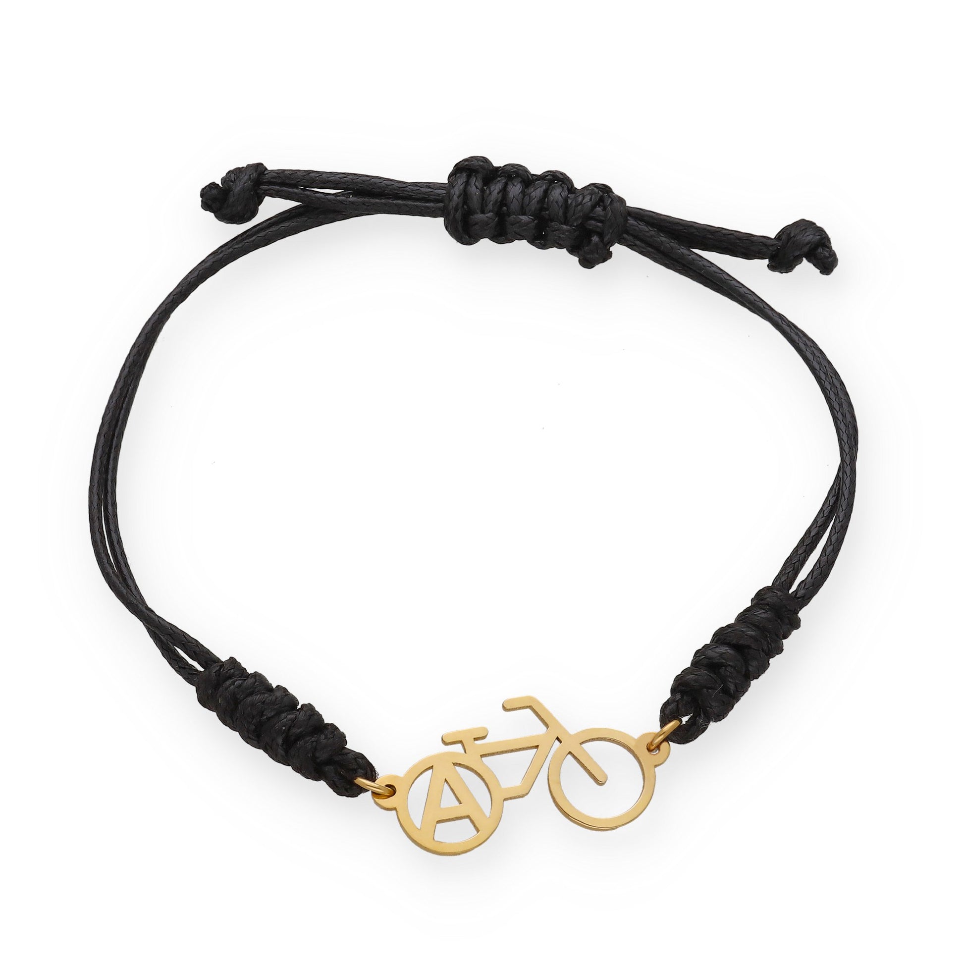 Pulsera Bicicleta con macramé en Plata de Ley 925 y baño Oro 18k