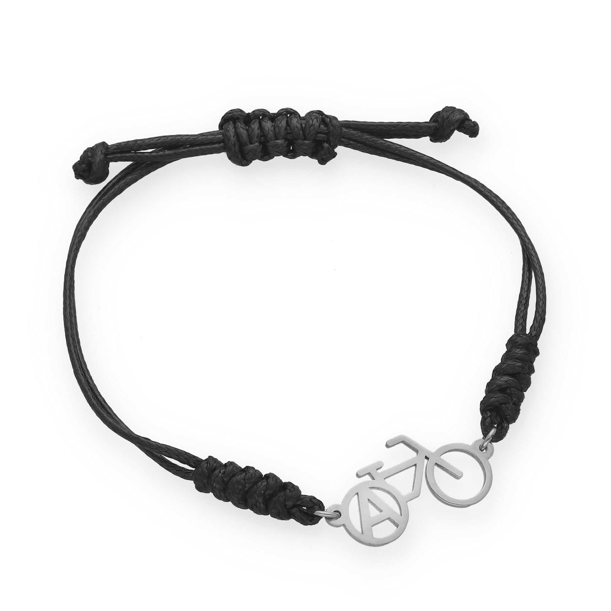 Pulsera Bicicleta con macramé en Plata de Ley 925 y baño Oro rosa 18k