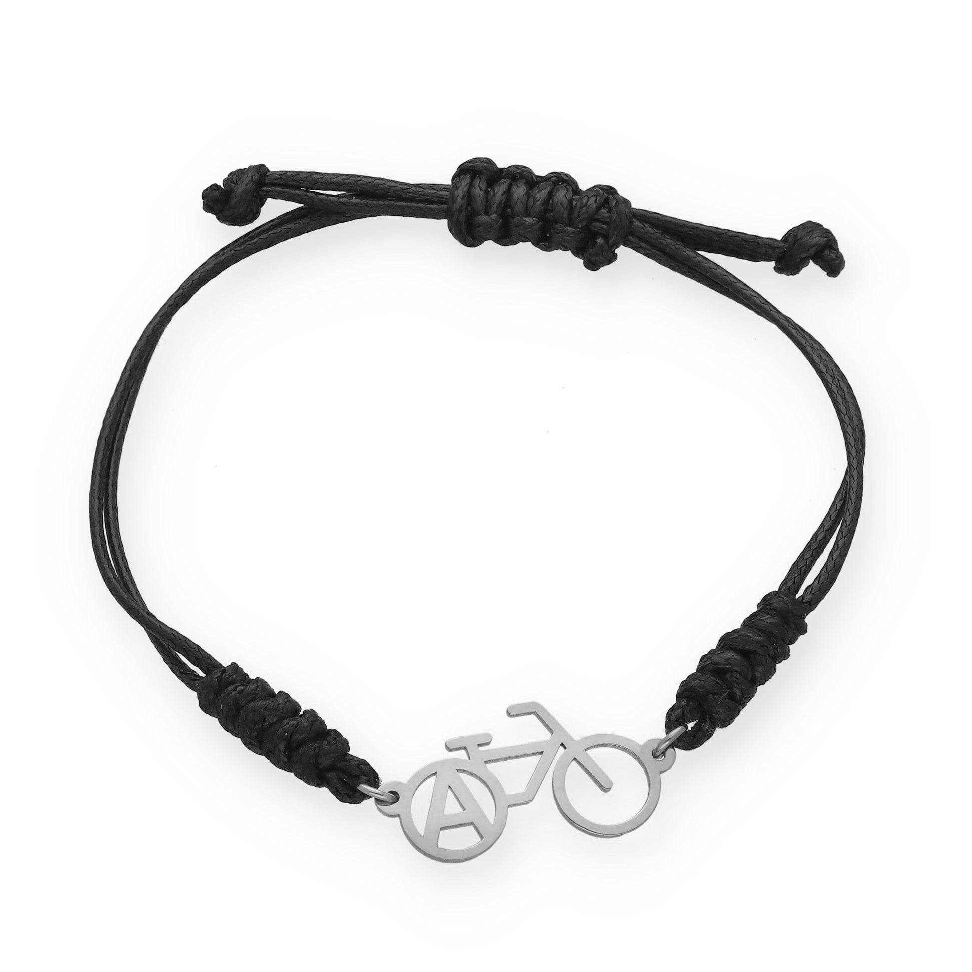 Pulsera Bicicleta con macramé en Plata de Ley 925 y baño Oro rosa 18k