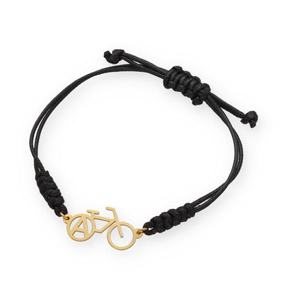Pulsera Bicicleta con macramé en Plata de Ley 925 y baño Oro rosa 18k
