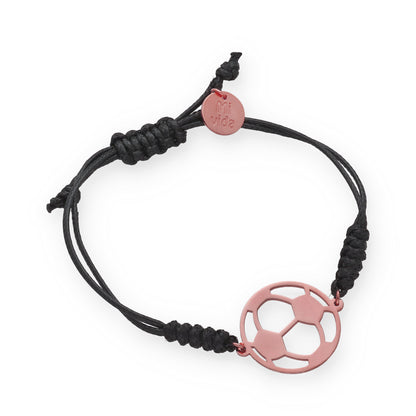 Pulsera Balón Fútbol con macramé en Plata de Ley 925