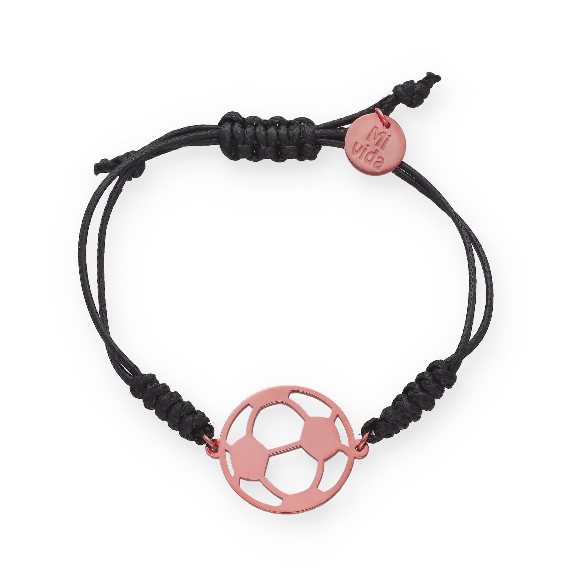 Pulsera Balón Fútbol con macramé en Plata de Ley 925 y baño Oro 18k