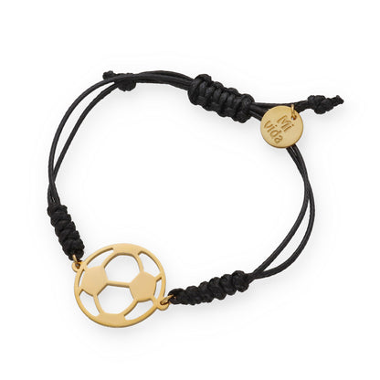 Pulsera Balón Fútbol con macramé en Plata de Ley 925 y baño Oro 18k