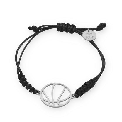 Pulsera Balón Baloncesto con macramé en Plata de Ley 925