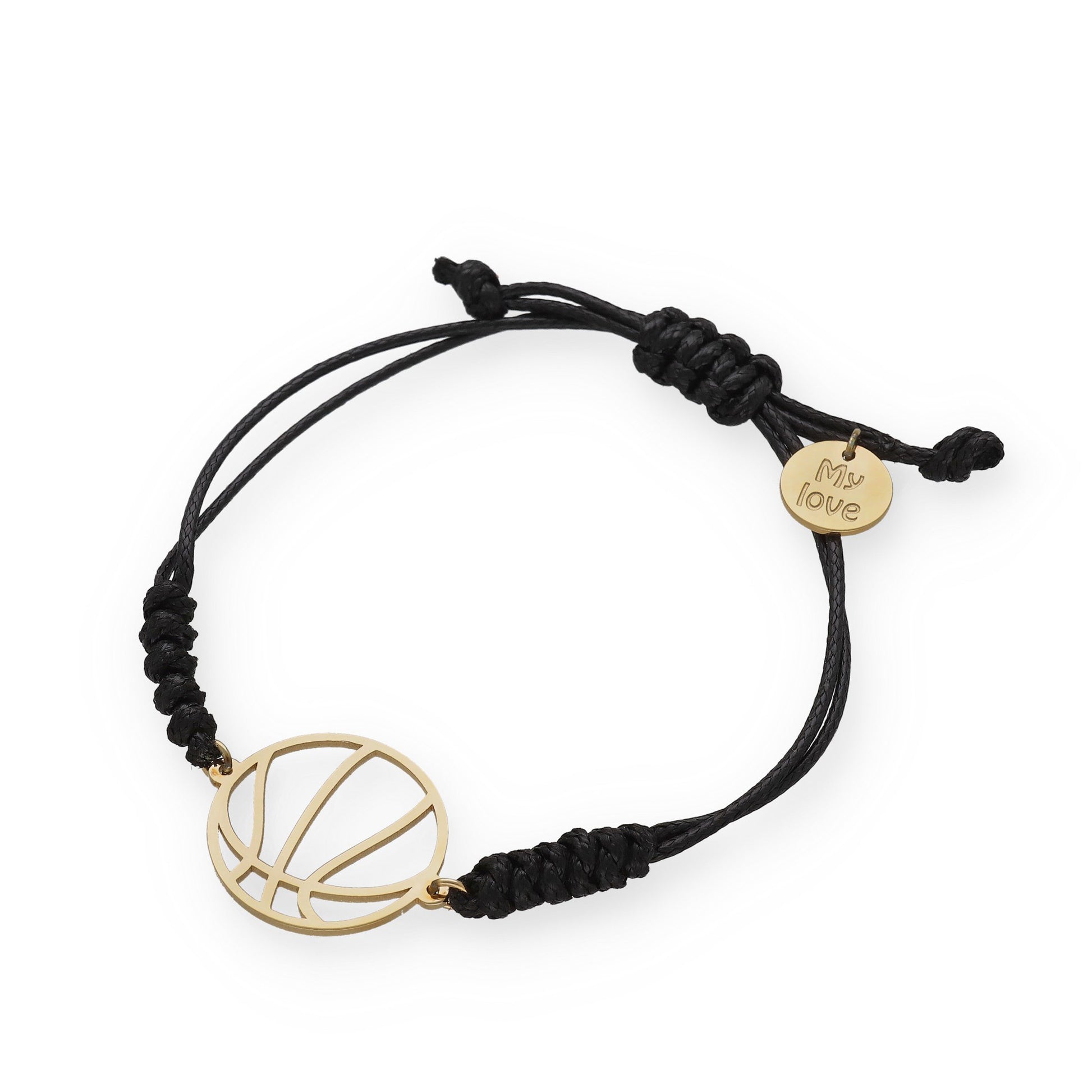 Pulsera Balón Baloncesto con macramé en Plata de Ley 925
