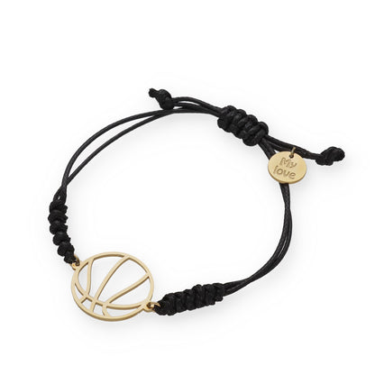 Pulsera Balón Baloncesto con macramé en Plata de Ley 925