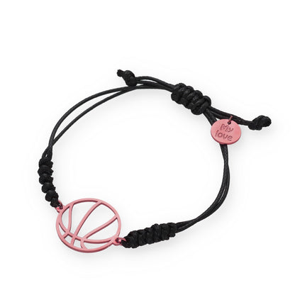 Pulsera Balón Baloncesto con macramé en Plata de Ley 925
