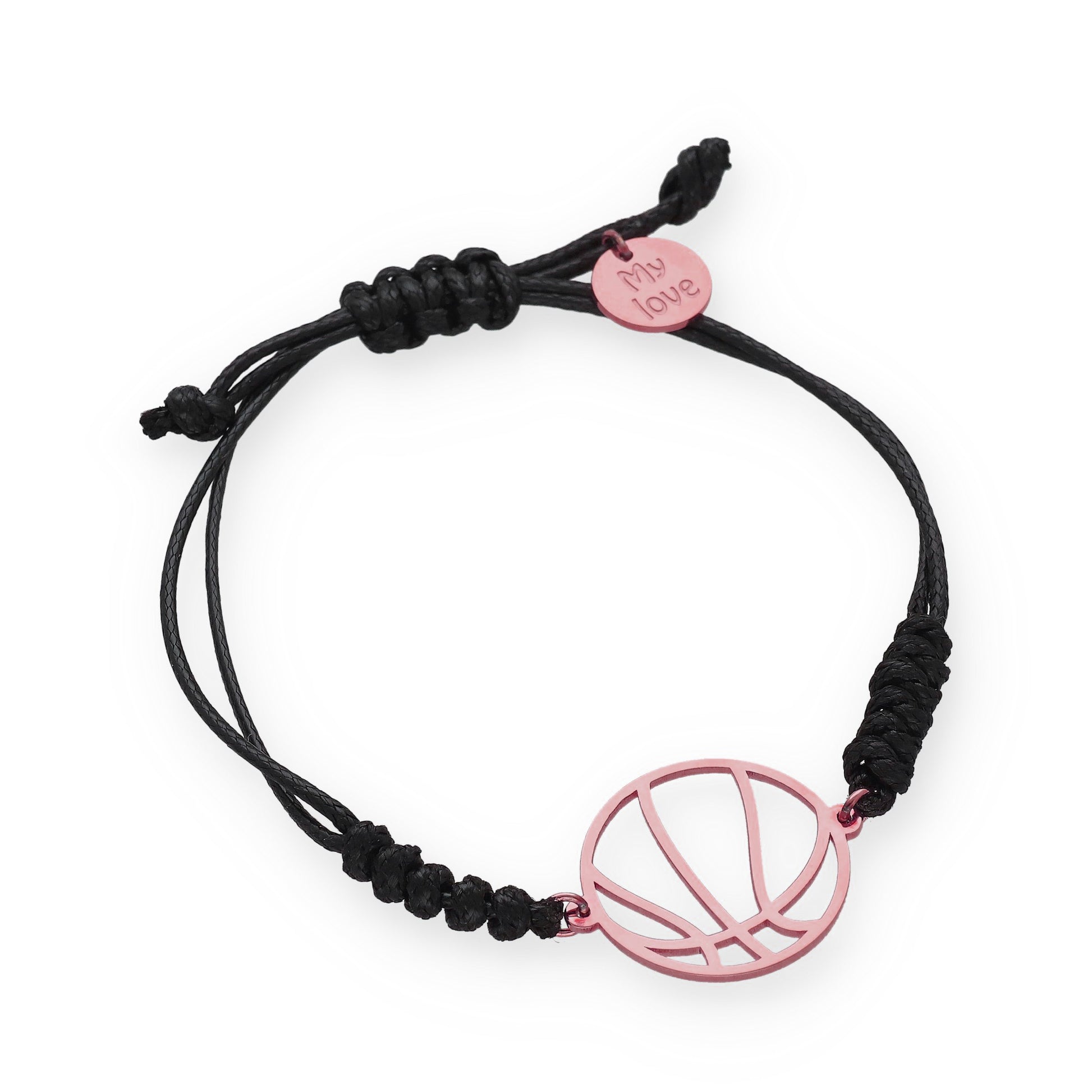 Pulsera Balón Baloncesto con macramé en Plata de Ley 925