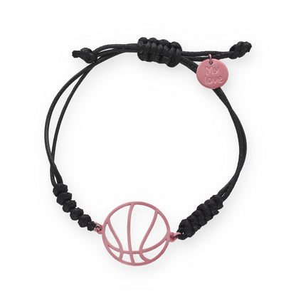 Pulsera Balón Baloncesto con macramé en Plata de Ley 925