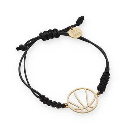 Pulsera Balón Baloncesto con macramé en Plata de Ley 925 y baño Oro rosa 18k