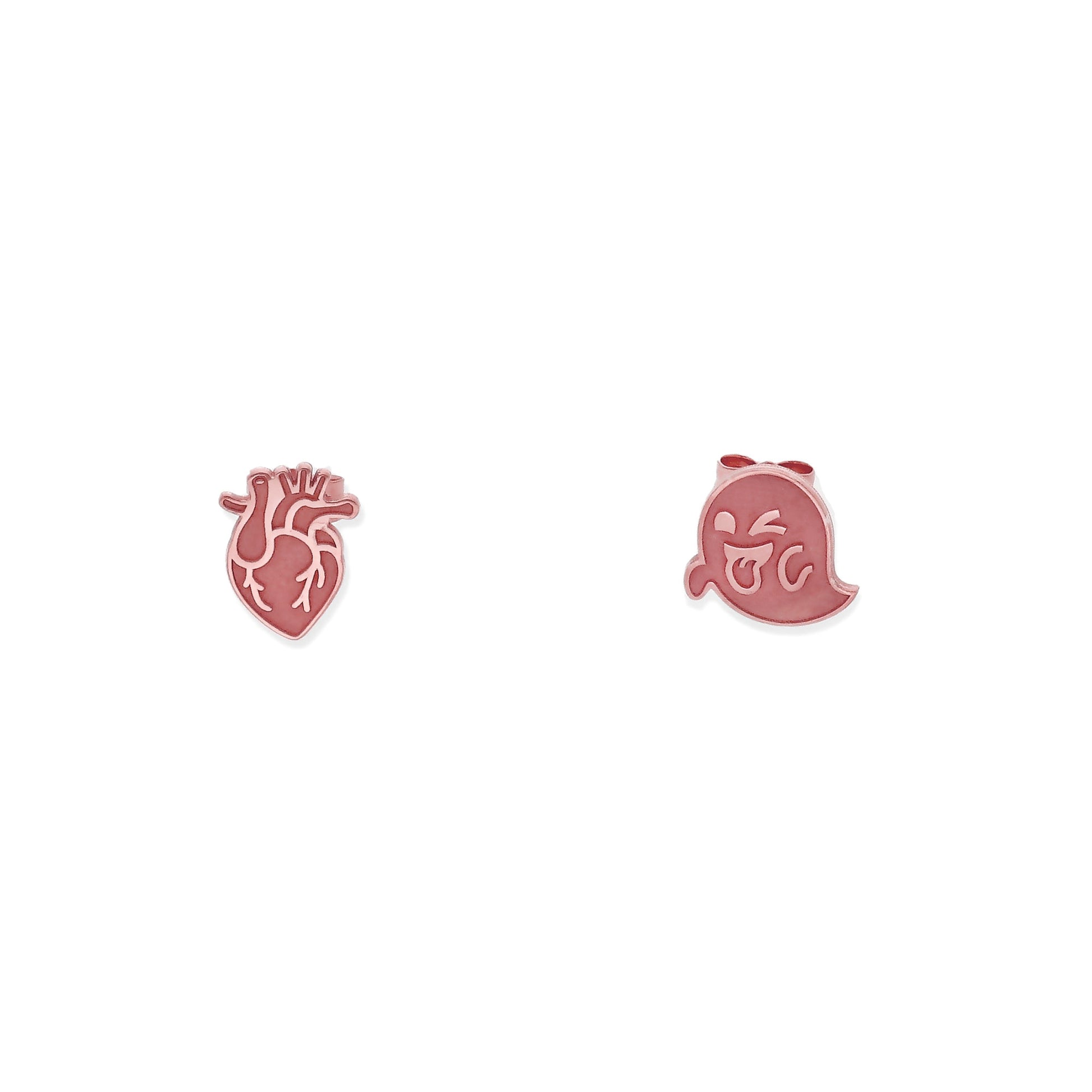 Pendiente Fantasma/Corazón Halloween en Plata de Ley 925 y baño Oro 18k