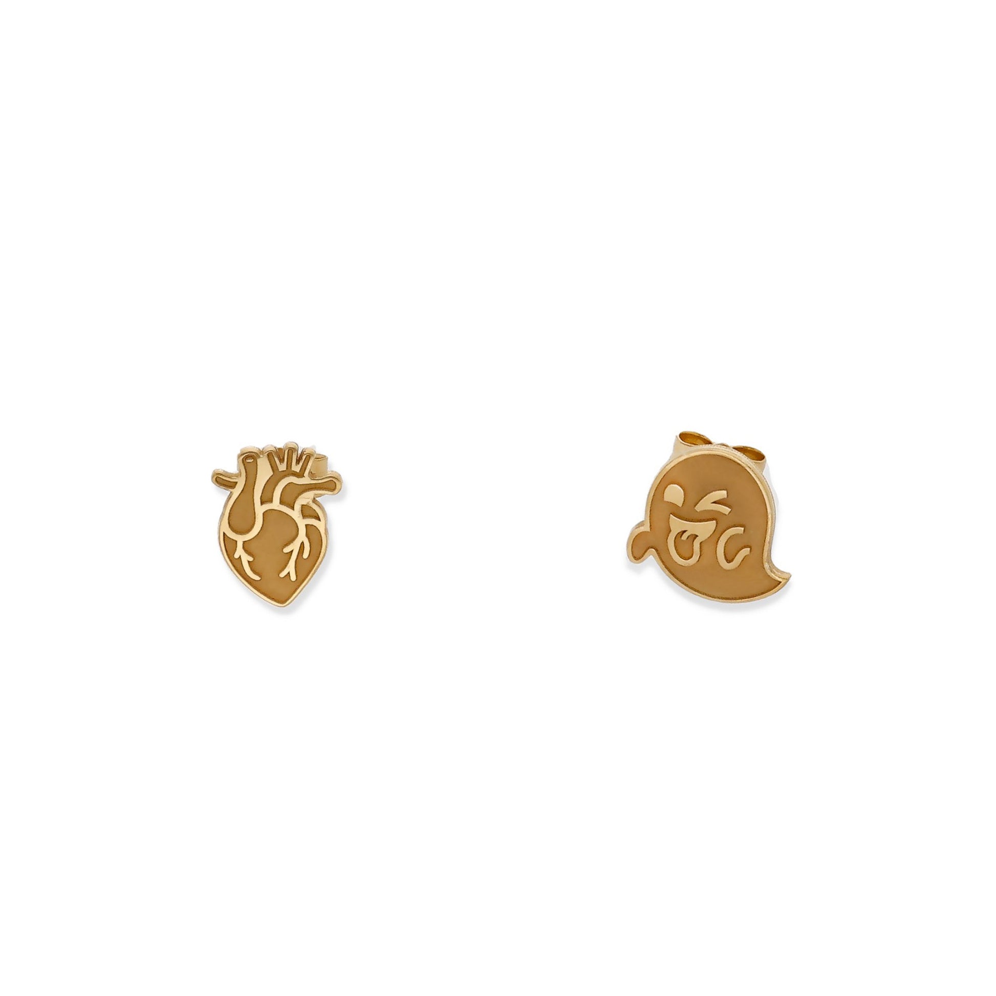 Pendiente Fantasma/Corazón Halloween en Plata de Ley 925 y baño Oro rosa 18k